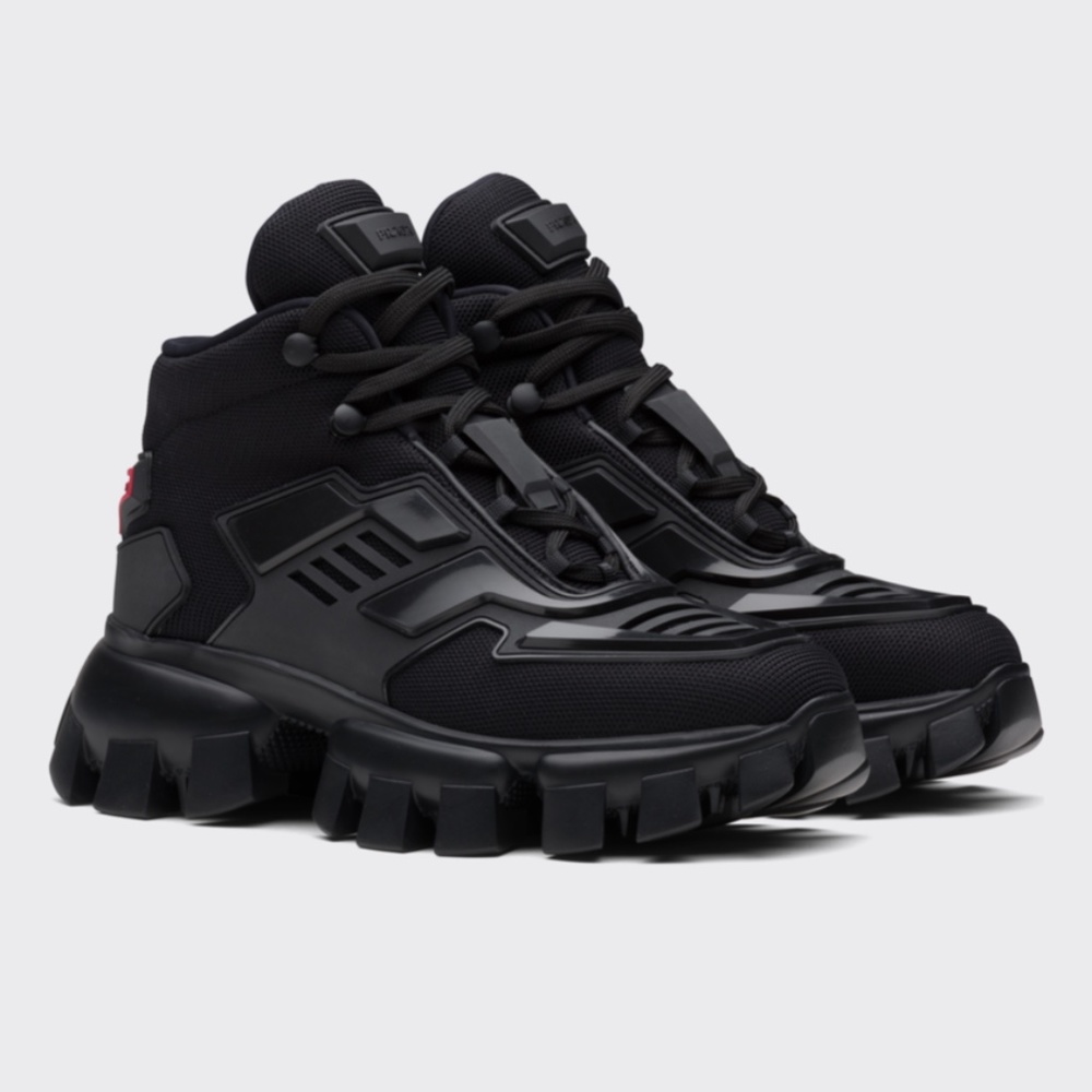 Prada Cloudbust Thunder knit fabric high-top sneakers